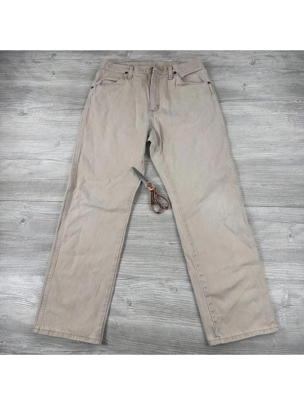 VTG Wrangler Jeans Mens 31x30 Beige Tan 13MWZ Cowboy Cut Straight Rodeo Western